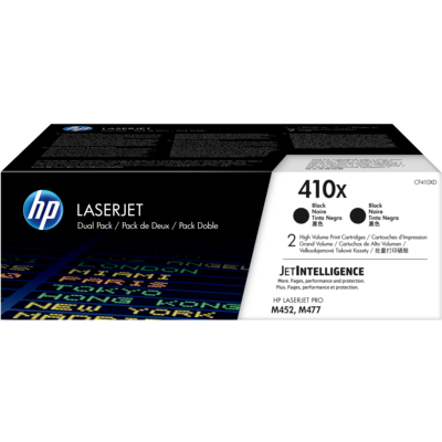 Image Description of "HP 410X (CF410XD) Black Original LaserJet Toner Cartridge, High Yield, 2/Pack".